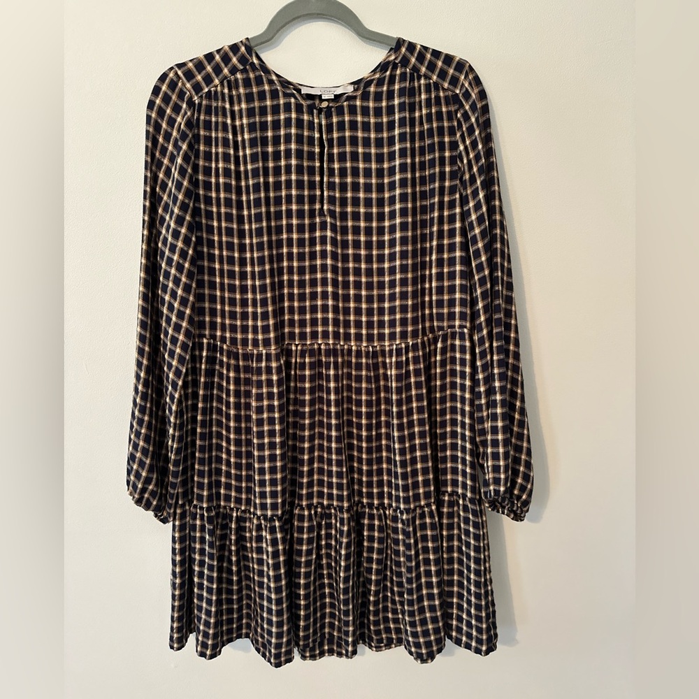 LOFT Blue Plaid Dress